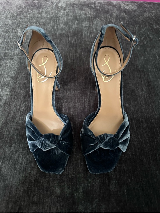 Sam Edelman Shoes - Sam Edelman Lucia Blue Velvet Bow Heels Size 10 NWT